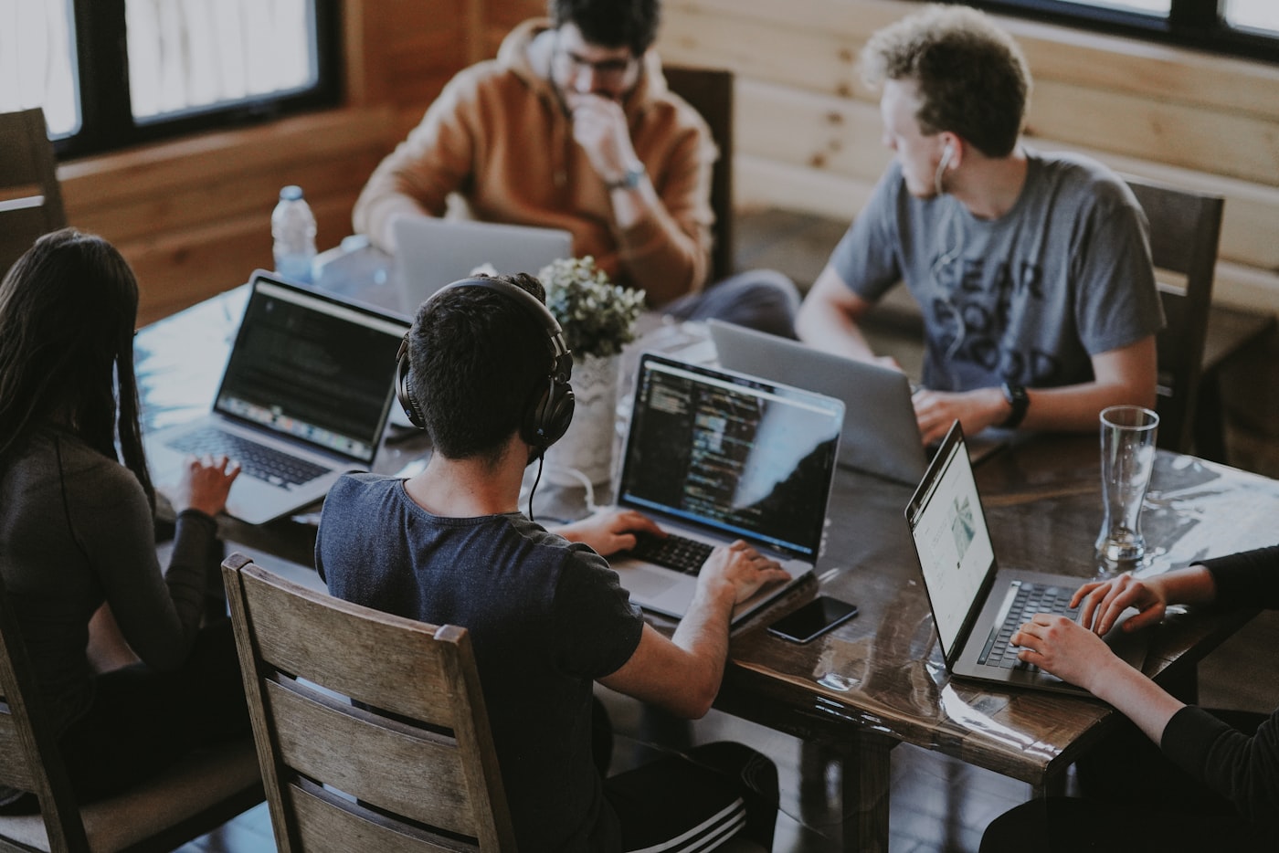 A team working together around a table